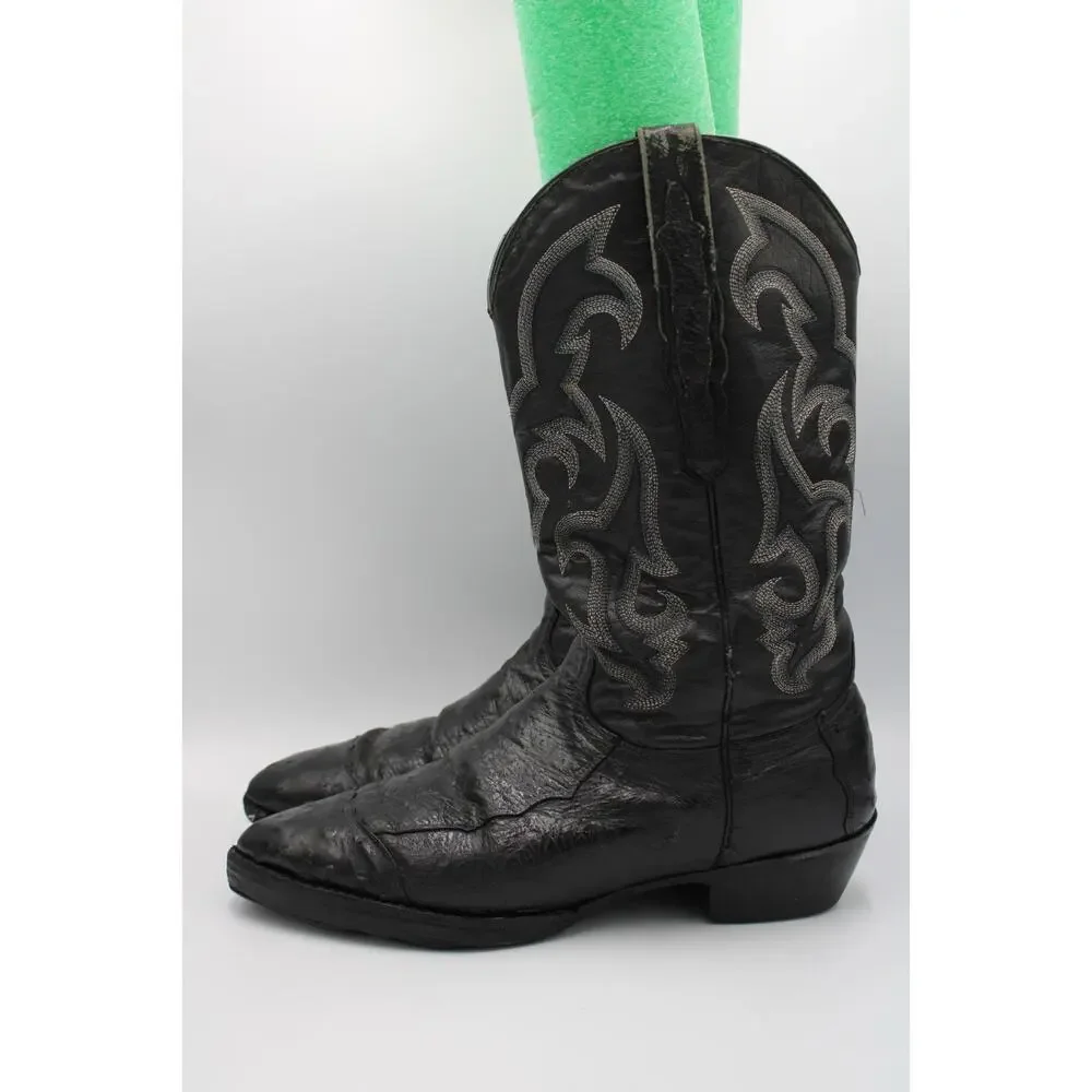 Size 9 - Vtg Sedona West Boots Exotic Black Ostrich Skin - 2804 6331